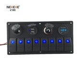 2017 new 8P switch panel with 2 port usb, power, Voltmeter, Cigarette Socket